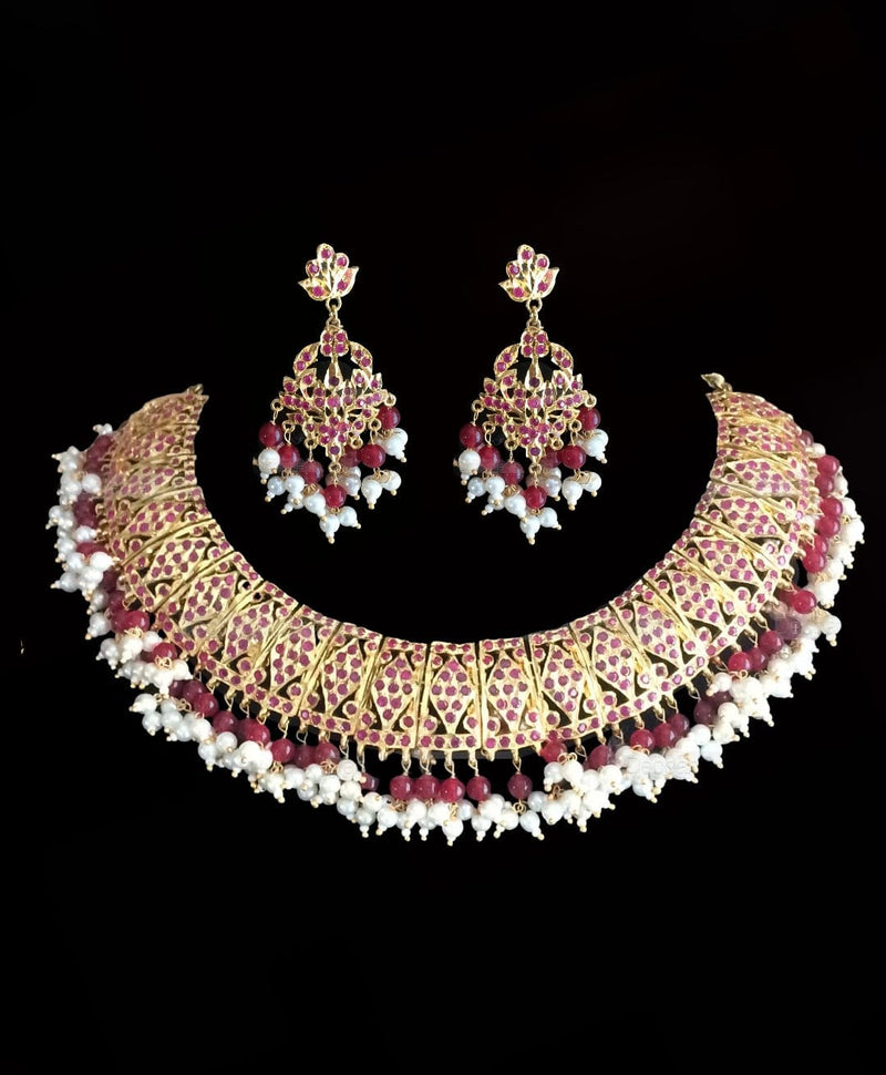 NS104 Zoya necklace set in ruby beads (SHIPS IN 4 WEEKS )