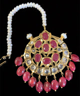 Insia jadavi lacha satlada set in rubies with fresh water pearls ( SHIPS IN 3 WEEKS )