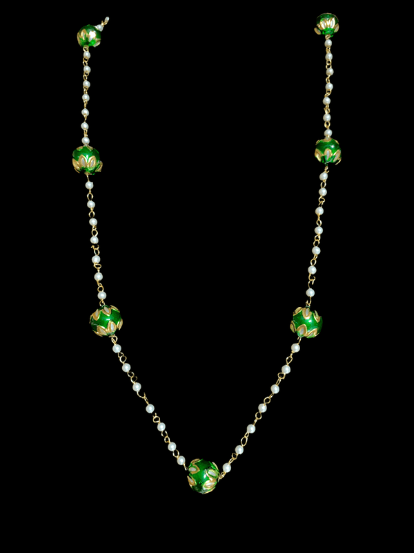 NS92 Green Jaipuri beads  Mala ( READY TO SHIP )