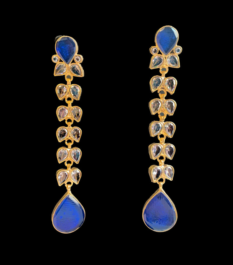 DER240 Vidya  long statement earrings in blue ( READY TO SHIP )