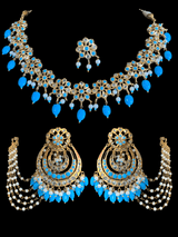 NS191 Malavika necklace set in turquoise ( READY TO SHIP )