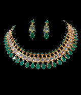 NS102 Faiza necklace set in emerald beads (READY TO SHIP)