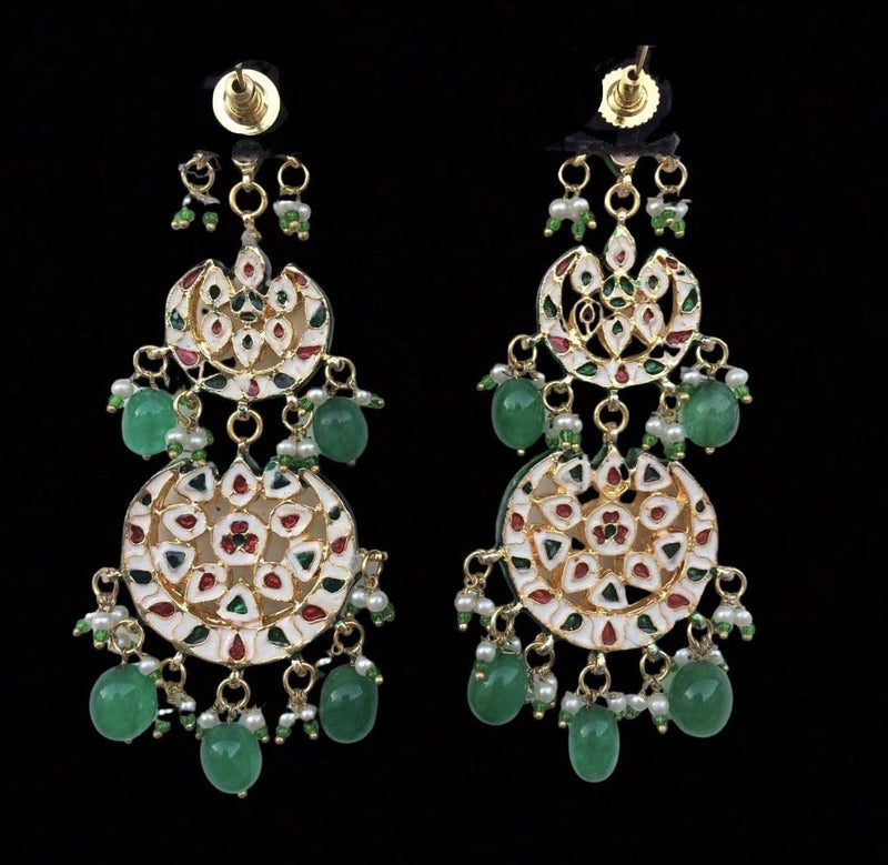 Irina Kundan statement earrings( emerald ) (READY TO SHIP)