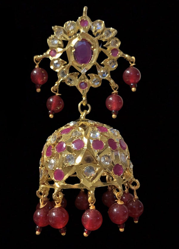 DER286 Anaya Hyderabadi jhumka in rubies ( SHIPS IN 4 WEEKS )