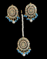 DJET16 Raabya punjabi Jadau earrings tika( Feroza / turquoise )( READY TO SHIP )