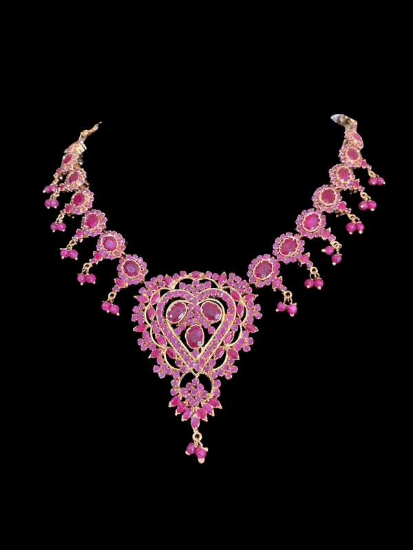 NS40 , ruby gold plated necklace set ( READY TO SHIP)