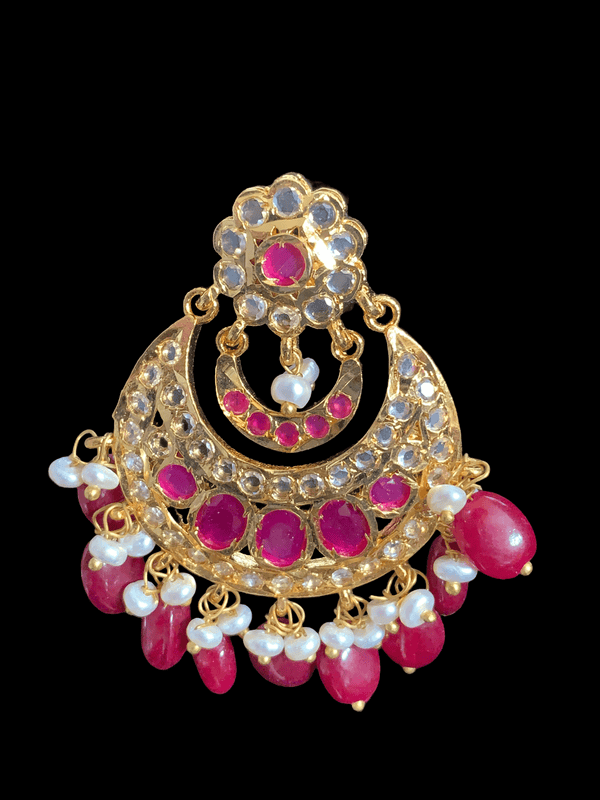 DER292  Maanvi  Chandbali in ruby ( READY TO SHIP )