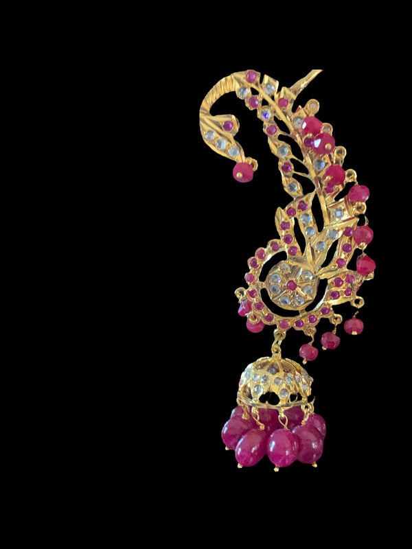 Kiran kaanphool jhumka in rubies (SHIPS IN 4 WEEKS )