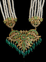 LN168 long Rani haar in pearls and green beads ( READY TO SHIP)