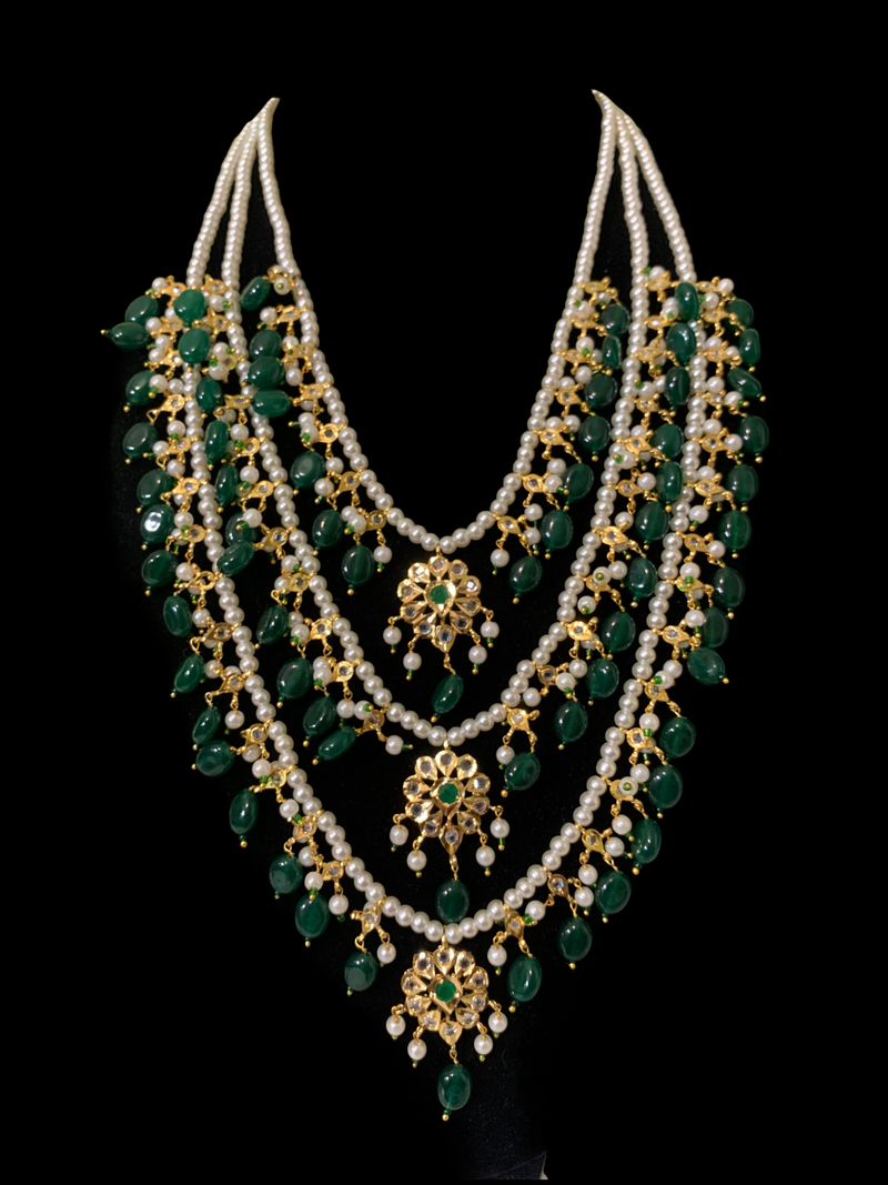 SAT67 Fiona emerald three layer necklace set ( SHIPS IN 4 WEEKS  )