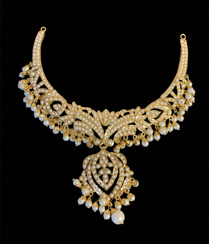 NS61 Taseen necklace set in pearls  (READY TO SHIP )