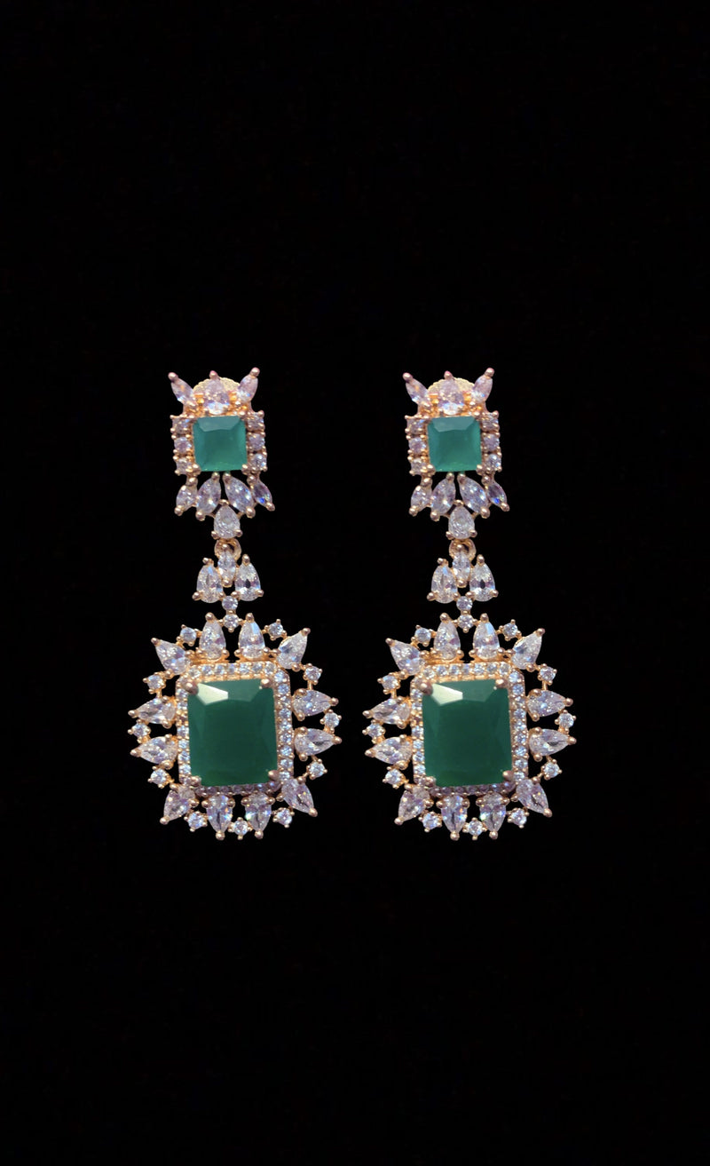 BR30 Sarah  gold plated cz set in green  ( SHIPS IN 3 WEEKS )
