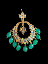 DER44 Minha Chandbali - beryl emerald beads   ( READY TO SHIP )
