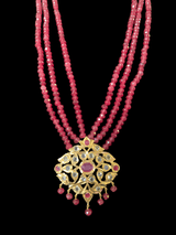 NS213 Meeraj necklace set ( red / ruby  ) ( READY TO SHIP )