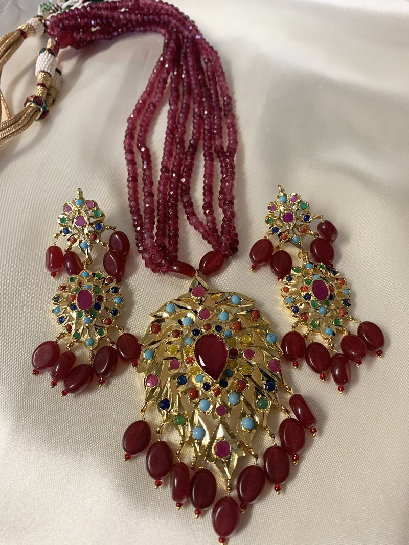 Alvira navratan pendant set (SHIPS IN 4 WEEKS )