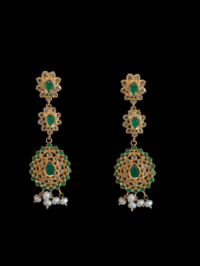 Zehra  fresh water pearls set in green   (READY TO SHIP)