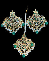 DJET101 Afreen emerald earrings tika ( READY TO SHIP )