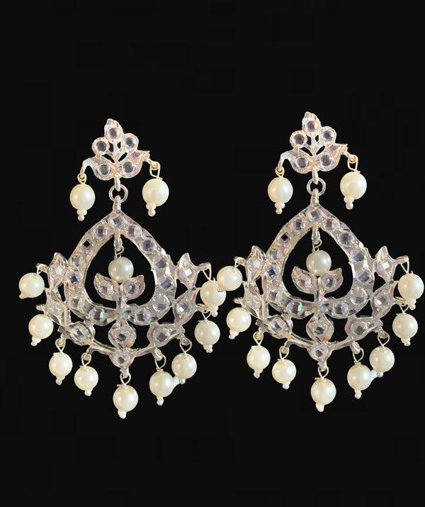 DER780 Dina hyderabadi  Chandbali with silver plating  ( READY TO SHIP )