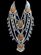 SAT60 Maahi bridal Hyderabadi three layered necklace with earrings ( READY TO SHIP )