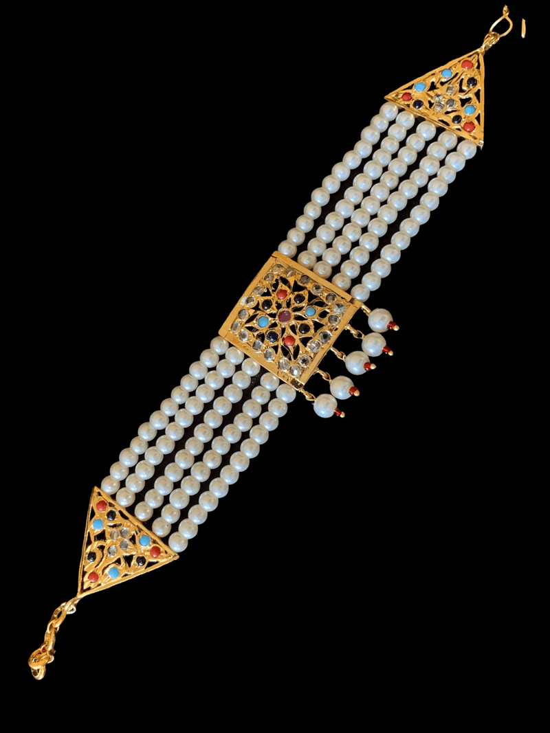 B71 Ariha  pearl bracelet - navratan   ( READY TO SHIP )