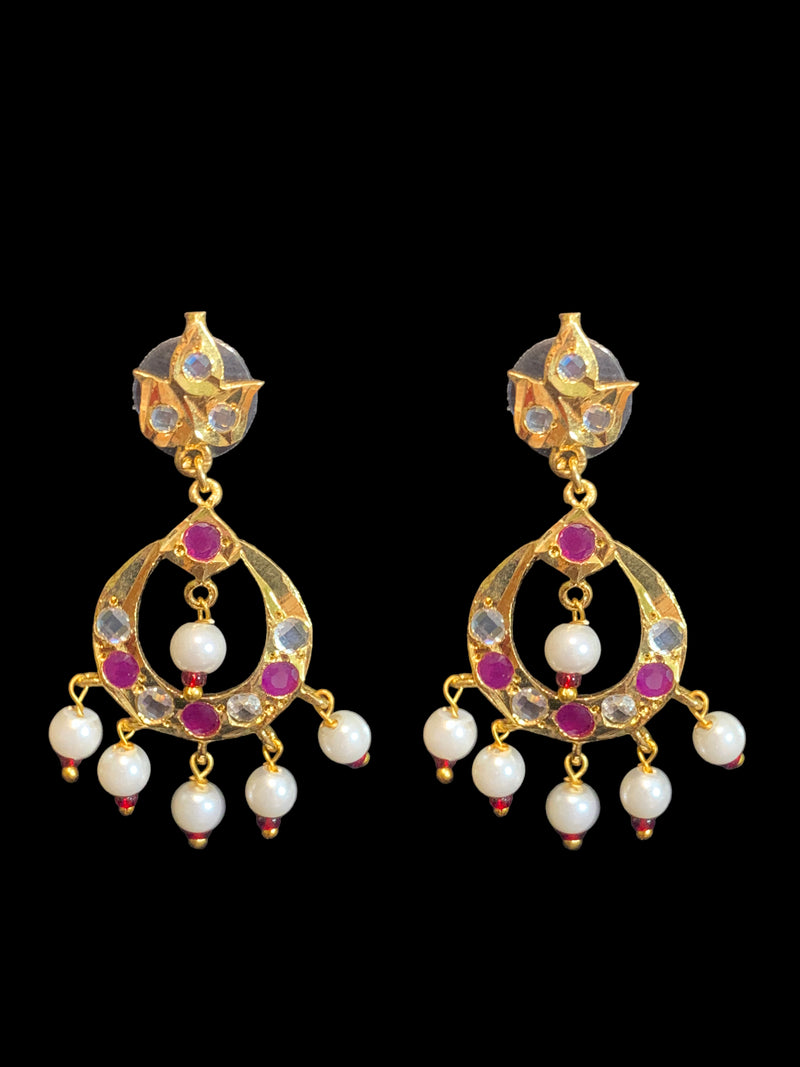 DER404 Neda chandbali in rubies (READY TO SHIP)