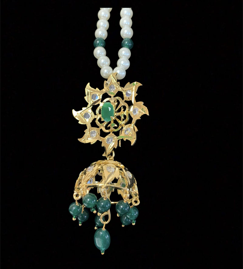 Insia jadavi lacha in emerald beads (READY TO SHIP  )