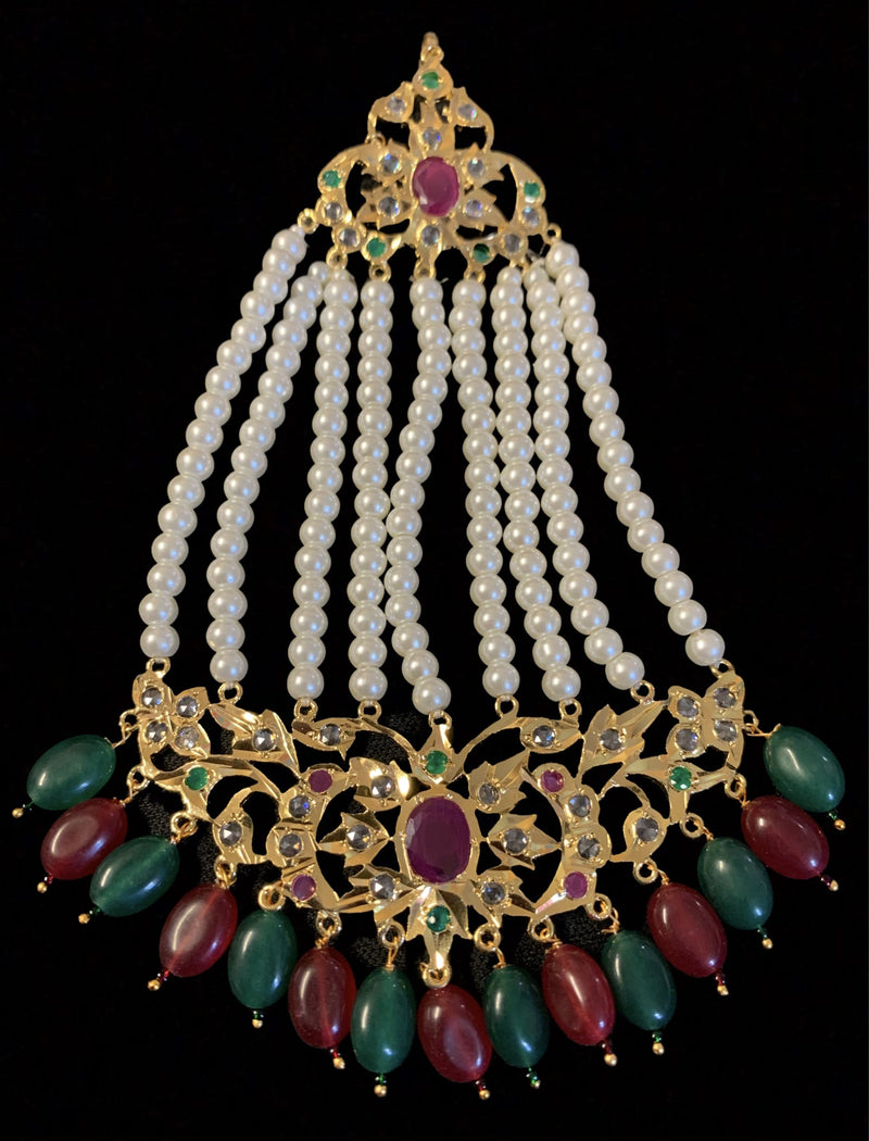 Inara red green  jhoomar ( SHIPS IN 3 WEEKS )