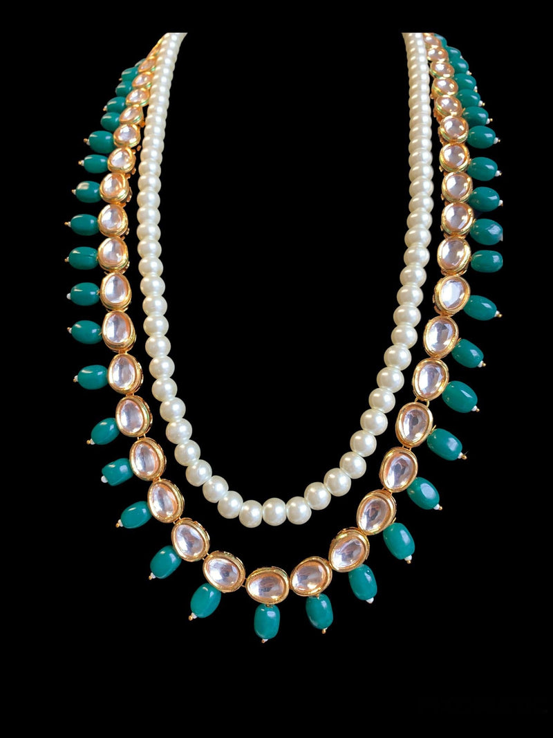 Yukta necklace in green beads  ( SHIPS IN 4 WEEKS )