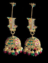 DER366 Ankita jhumka - red green   ( READY TO SHIP )