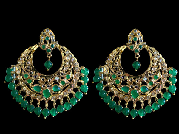 DER277  Noor chandbali in green   (READY TO SHIP )