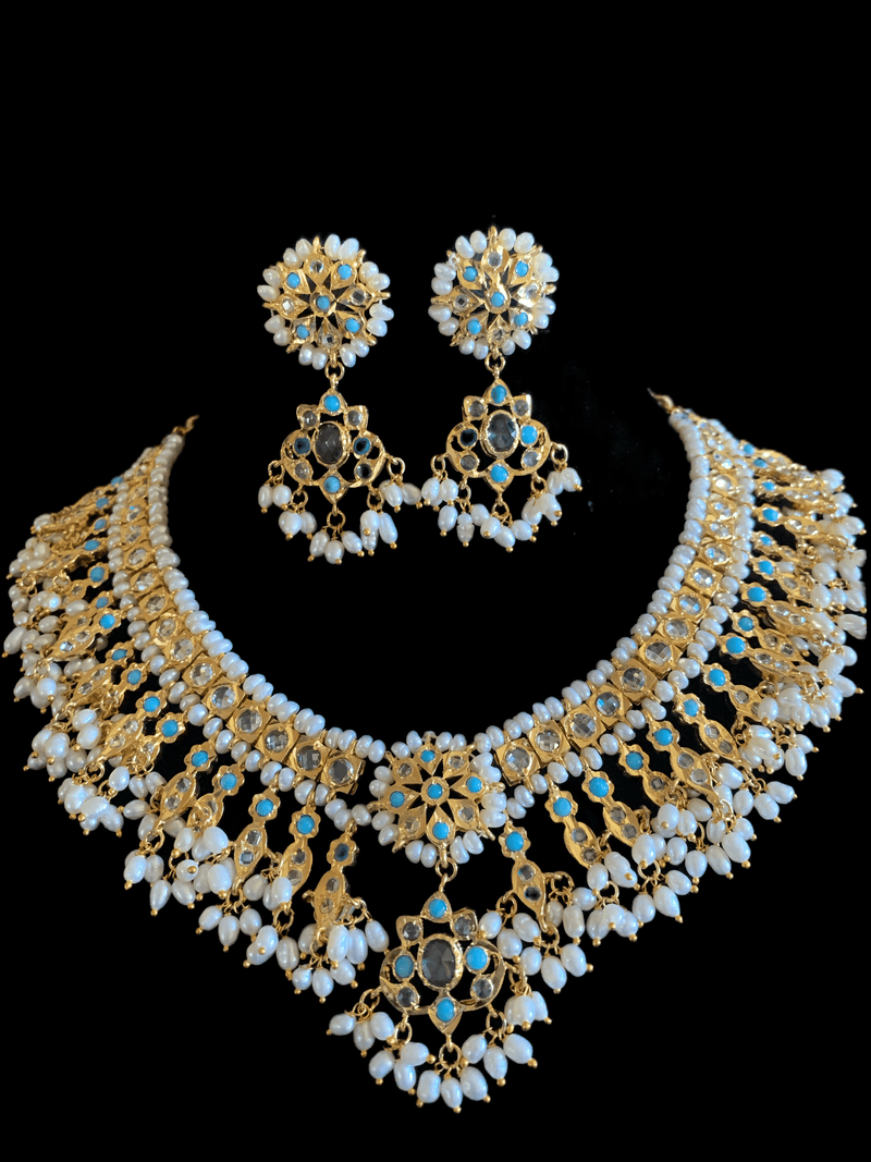 Kali feroza hyderabadi  necklace set in fresh water pearls (SHIPS IN 4 WEEKS )