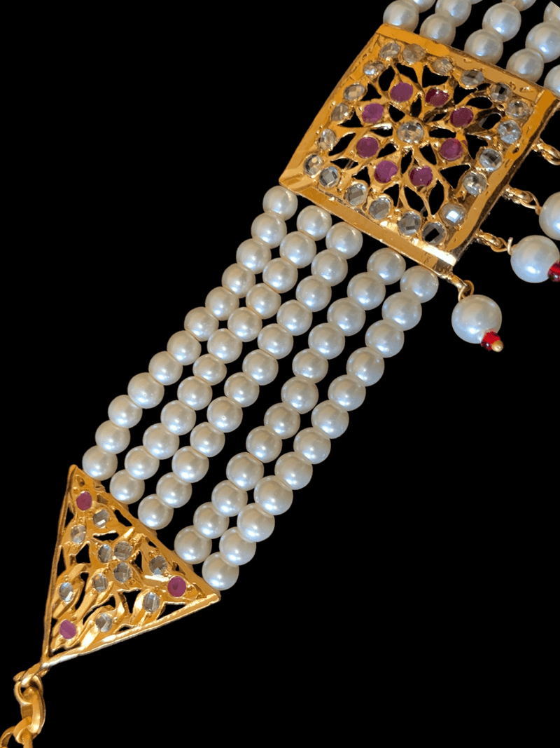 B70 Ariha  pearl bracelet - ruby  ( READY TO SHIP )