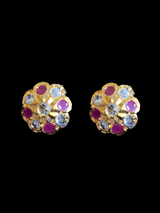 PS68 Sara hyderabadi Jadau flower pendant and earrings set in ruby  ( READY TO SHIP )