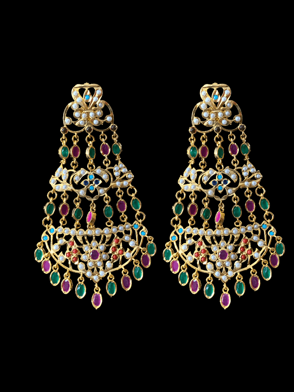 DER165 Naveen  jhoomar earrings ( Navratan     ) (  READY TO SHIP )