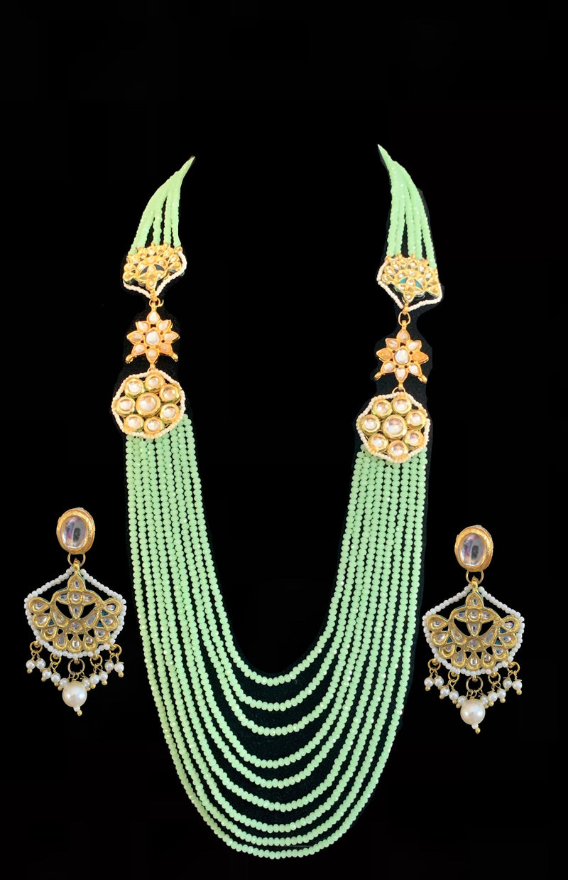 LN26 Mallika beaded long kundan necklace with earrings ( READY TO SHIP)