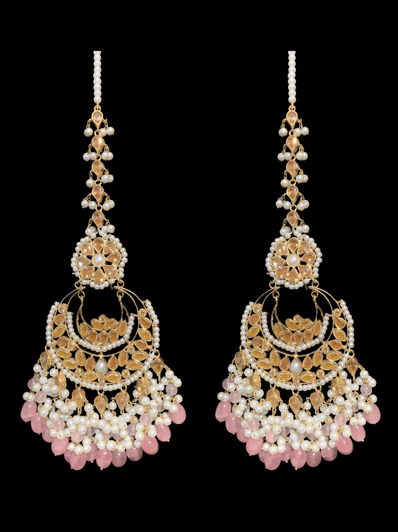 DER297 pearls and rose quartz rose quartz  earrings ( READY TO SHIP)