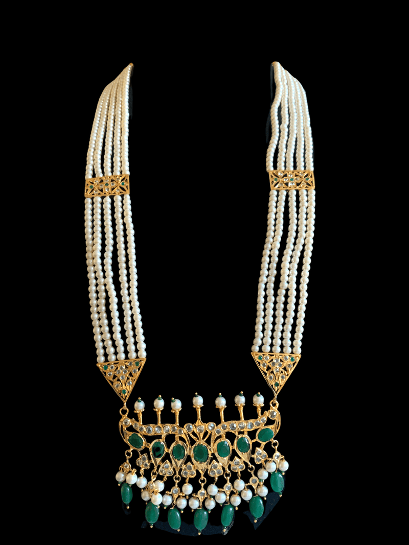 Tirmani in Rani haar style with Chandbali in green ( SHIPS IN 3 WEEKS )