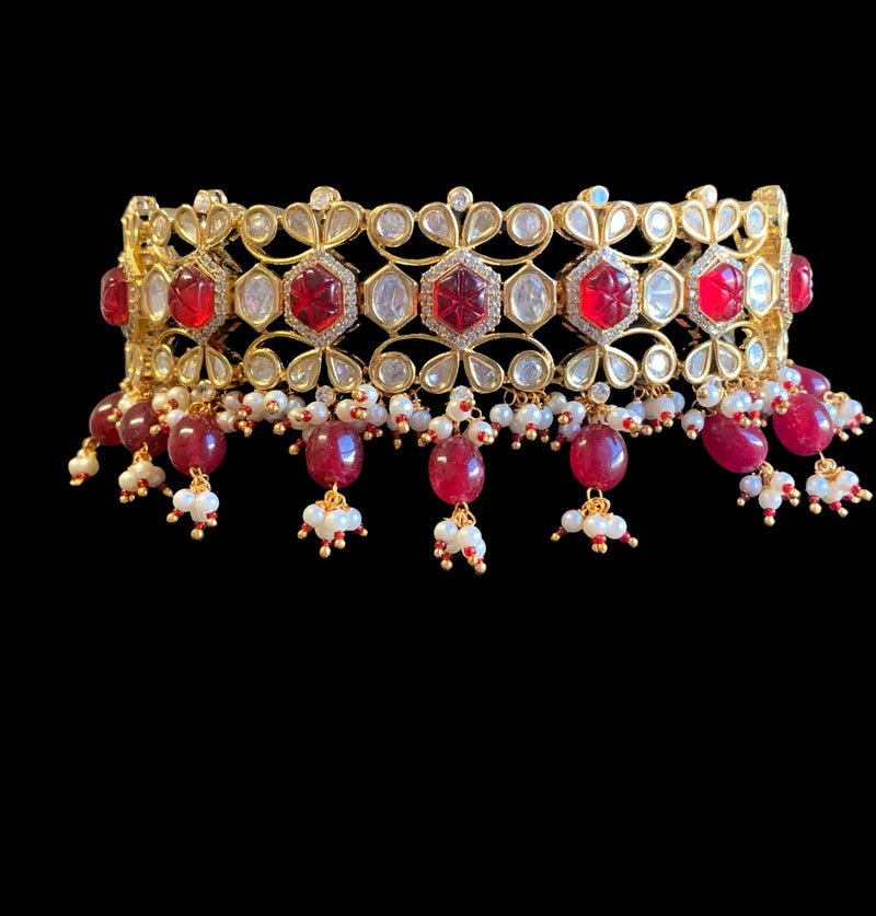 Vedika polki choker in ruby ( READY TO SHIP)