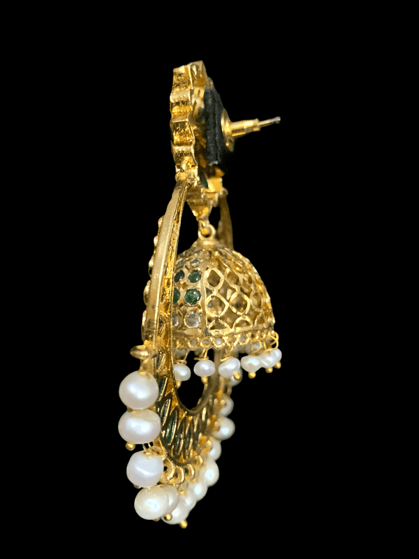 DER237  Ashrita large Chandbali in  fresh water pearls (READY TO SHIP )