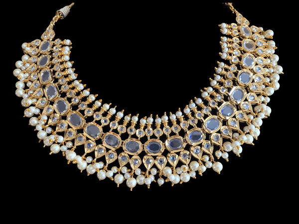 NS511 Aleeza necklace  set - golden pearls   (READY TO SHIP )