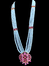 LN157 Ruby with fresh water pearls Rani haar ( READY TO SHIP )