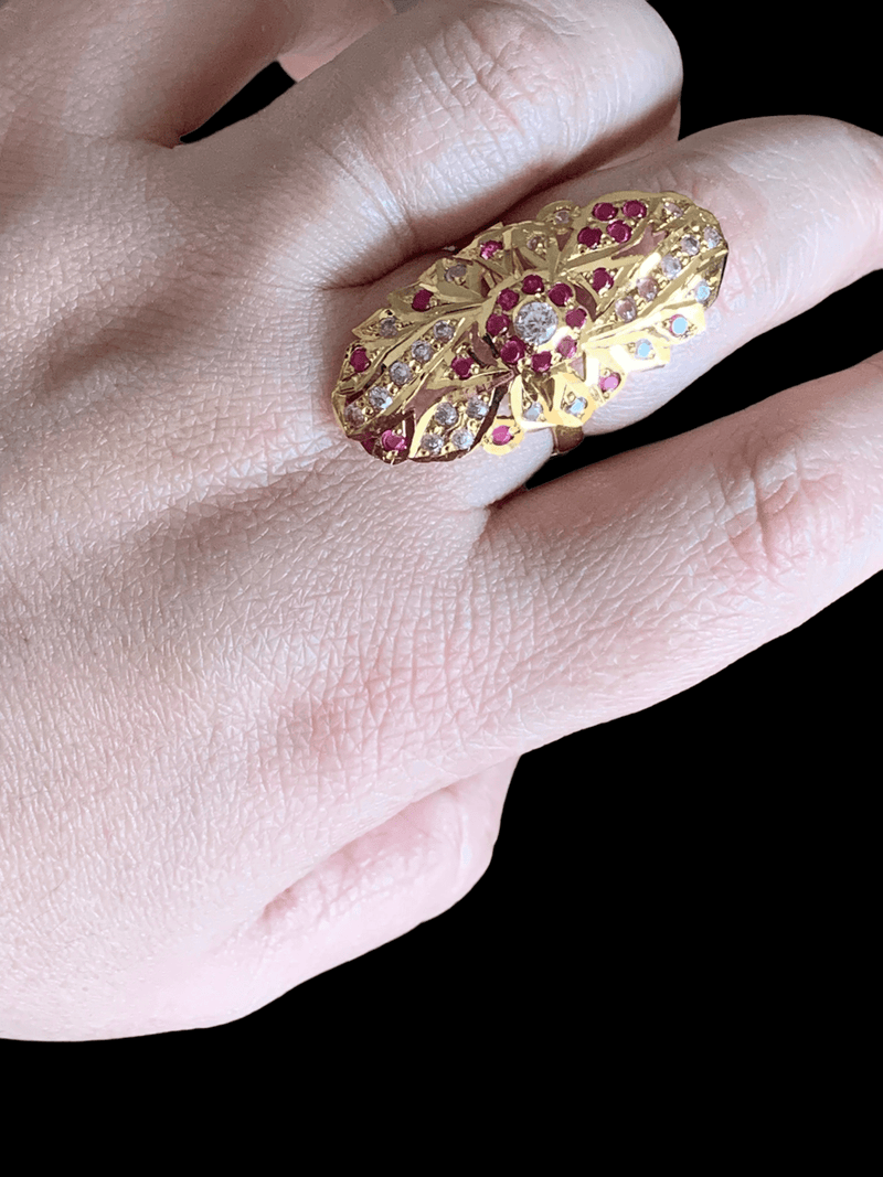 Ruby zircon gold plated silver ring ( READY TO SHIP)