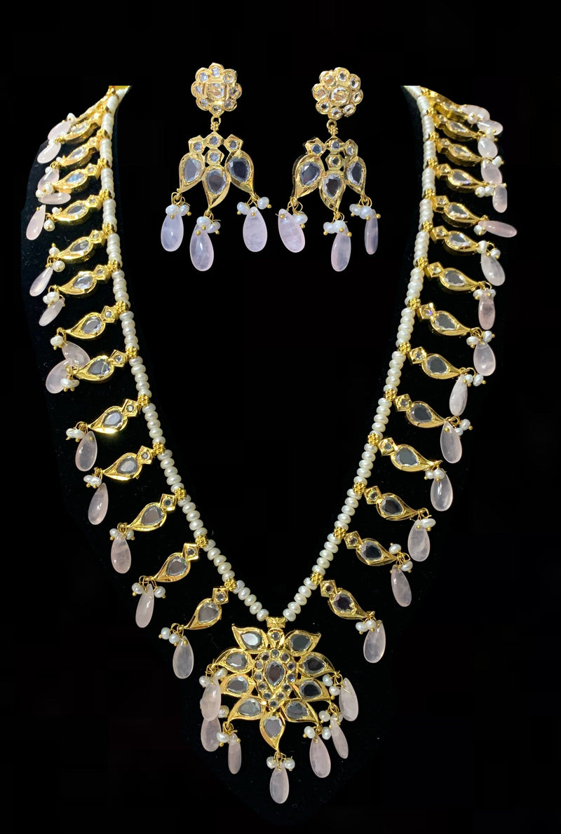 Erica pathani haar in fresh water pearls with rose quartz beads ( READY TO SHIP  )