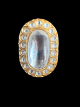 R38 Oval polki ring- clear stones ( READY TO SHIP )