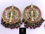 Multicolored Jadau Pendant Set in Gold Plated Silver PS 022A