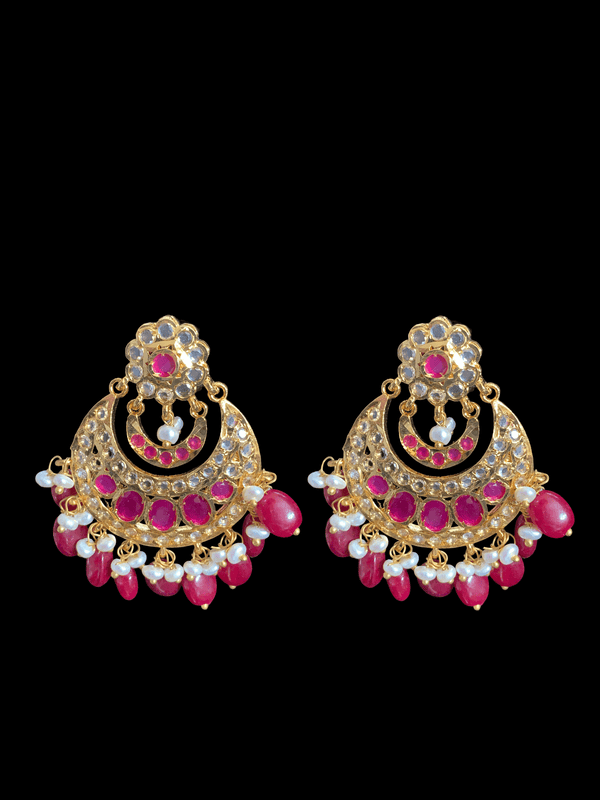 DER292  Maanvi  Chandbali in ruby ( READY TO SHIP )