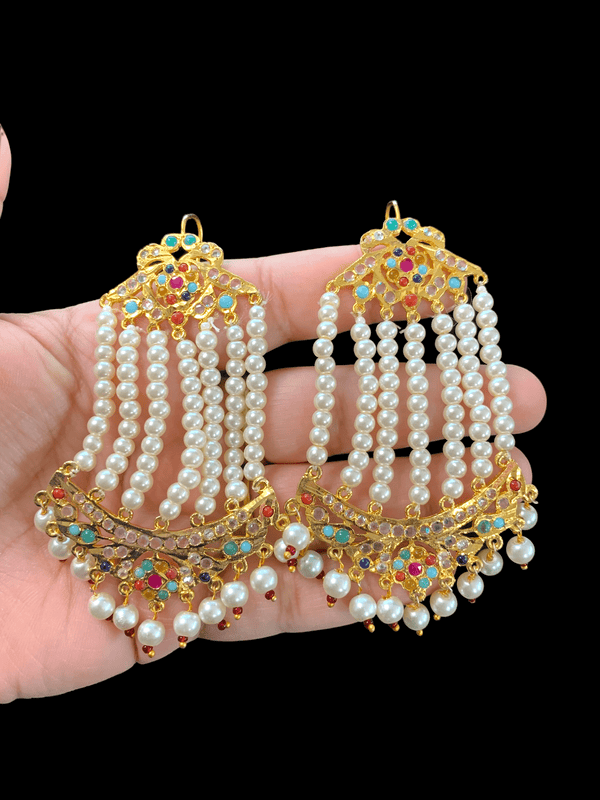 DER303 Navratan combination jhoomar earrings ( SHIPS IN 4 WEEKS )