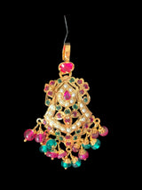 Gold plated silver pendant set in ruby emerald ( READY TO SHIP )