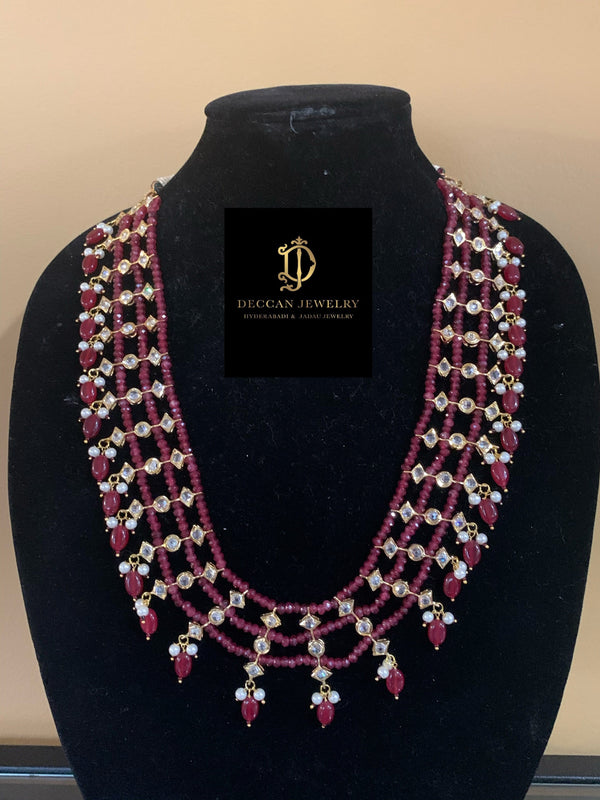 Tara necklace in onyx ruby beads- ( SHIPS IN 4 WEEKS )
