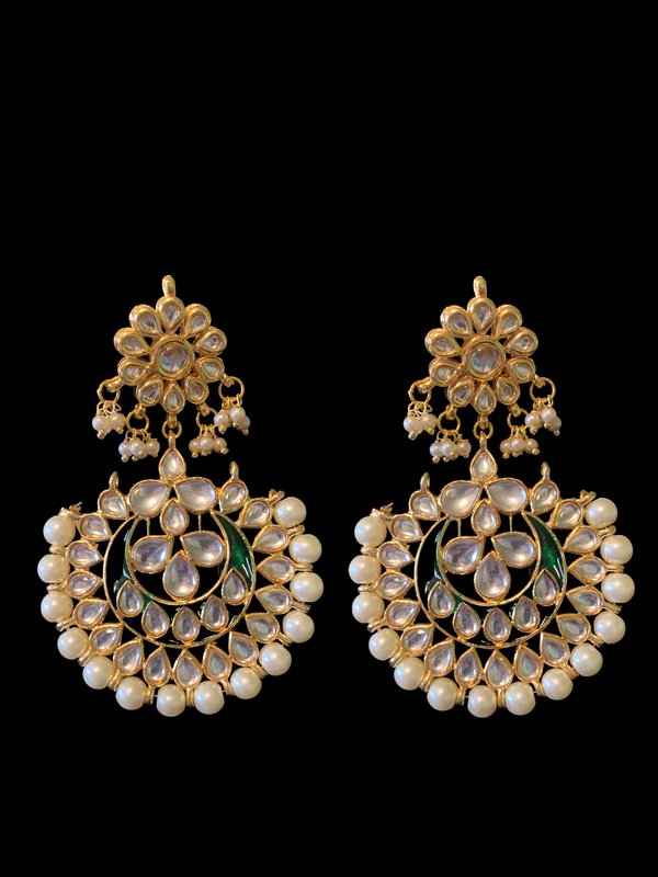 DER383 Kundan earrings with meenakari work ( READY TO SHIP )